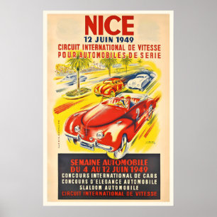 1949 Nice Grand Prix Frankrike Circuit Automobile Poster