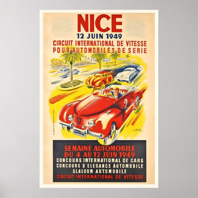 1949 Nice Grand Prix Frankrike Circuit Automobile Poster (Framsidan)