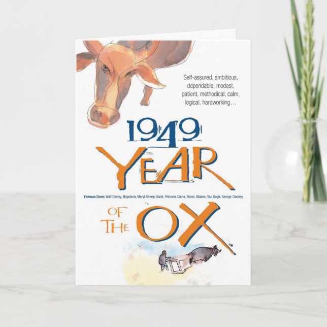 1949 roliga födelsedag för kinesisk Zodiacoxe Kort (Framsida)