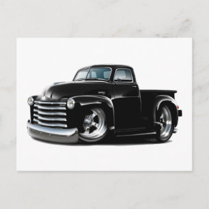 1950-52 Chevy Black Lastbil Vykort