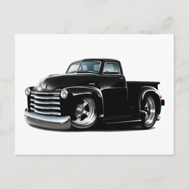 1950-52 Chevy Black Lastbil Vykort (Framsida)