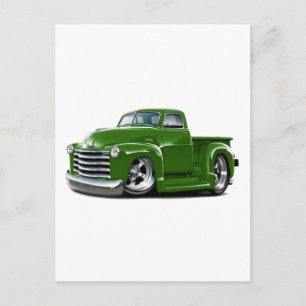 1950-52 Chevy Grönt Lastbil Vykort