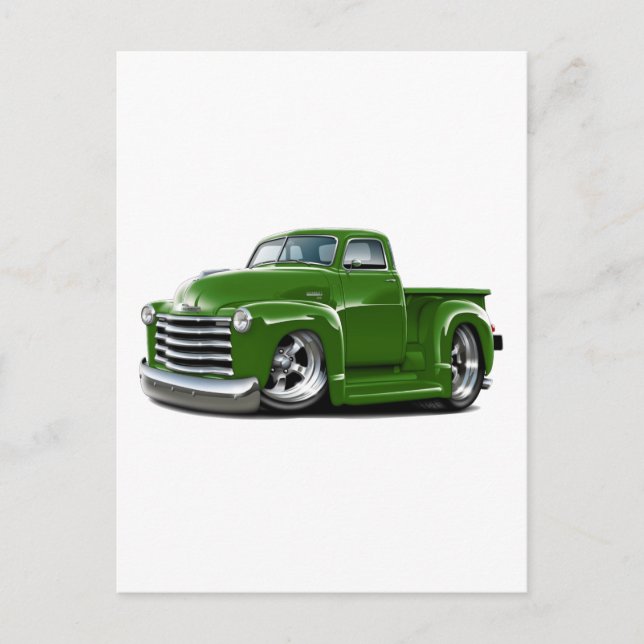 1950-52 Chevy Grönt Lastbil Vykort (Framsida)