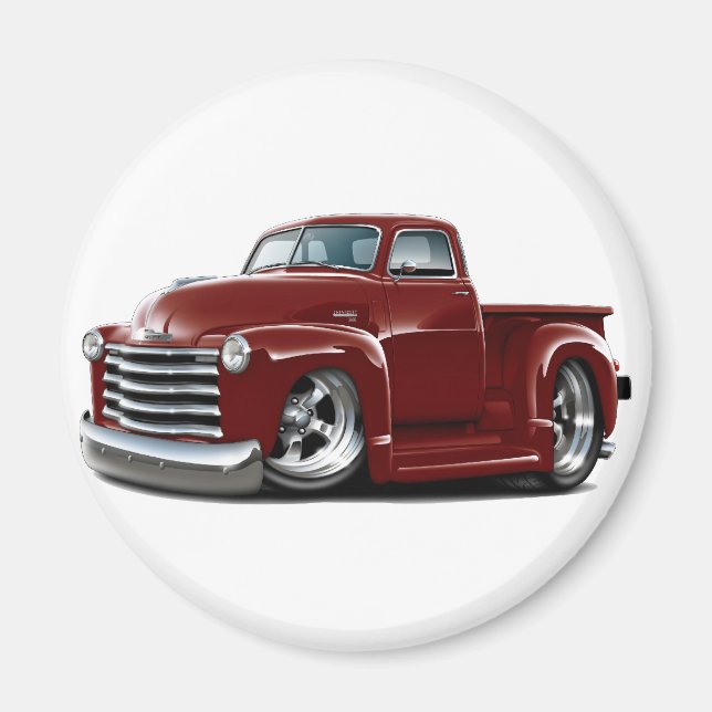 1950-52 Chevy Maroon Lastbil Magnet (Framsidan)