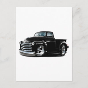 1950-52 Chevy Svart Lastbil Vykort