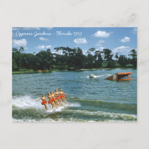 1950 års Cypress Gardens Vatten Ski Show Aqua Maid Vykort