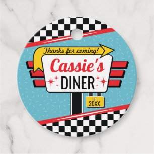 1950 års Middag Retro Birthday Favor Circles Gift- Gåvor Etiketter