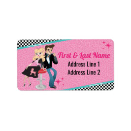 1950 års Middag Retro Jukebox Födelsedagsfest Sock Adressetikett