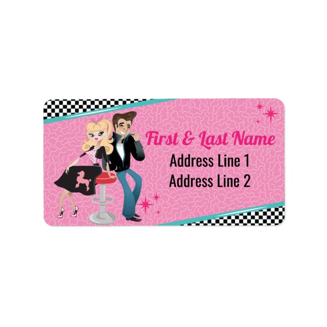 1950 års Middag Retro Jukebox Födelsedagsfest Sock Adressetikett (Framsidan)