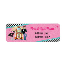 1950 års Middag Retro Jukebox Födelsedagsfest Sock Returadress Etikett