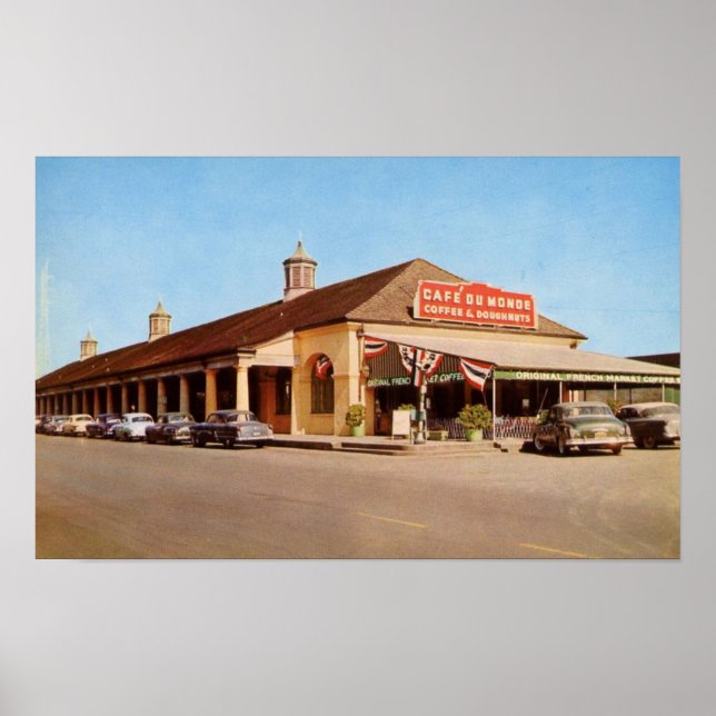 1950 års New Orleans view of Café du Monde Poster (Framsidan)