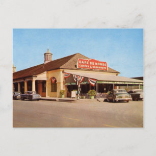 1950 års New Orleans view of Café du Monde Vykort