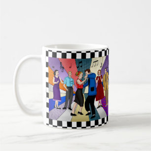1950 års Retro Nostalgic Couple Dancing Kaffemugg