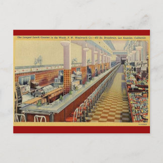 1950 års Vintage Woolworth's Lunch Counter Postcar Vykort