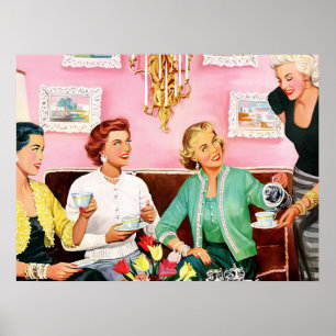 1950-årsjubileet Tea Mid Century Modern Art Medium Poster