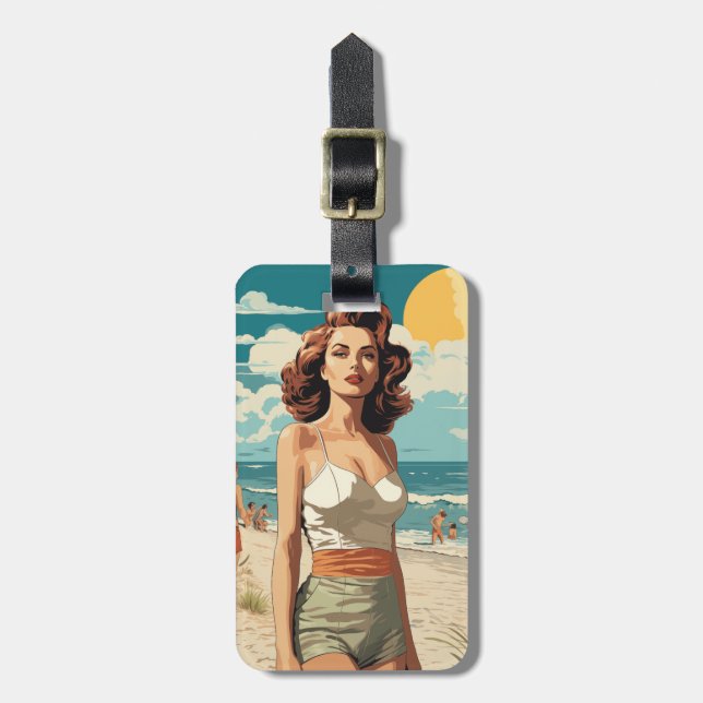 1950 Beach Girl Bagagebricka (Vertikal Framsida)