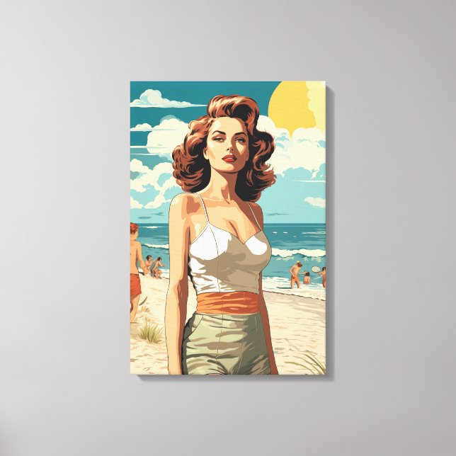1950 Beach Girl Canvastryck (Framsida)
