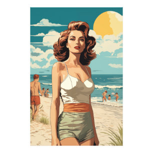 1950 Beach Girl Fototryck
