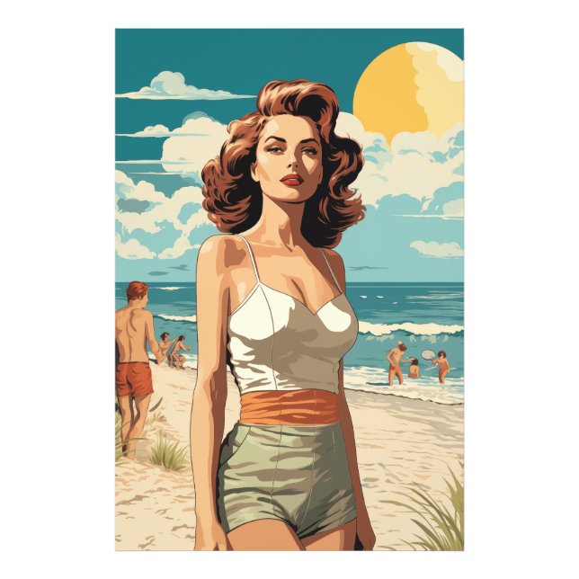 1950 Beach Girl Fototryck (Framsidan)
