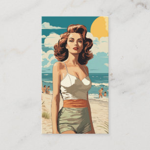 1950 Beach Girl Visitkort