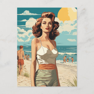 1950 Beach Girl Vykort