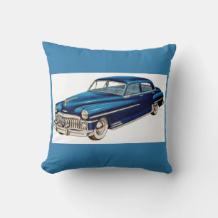 1950 blå DeSoto-utskrift Kudde