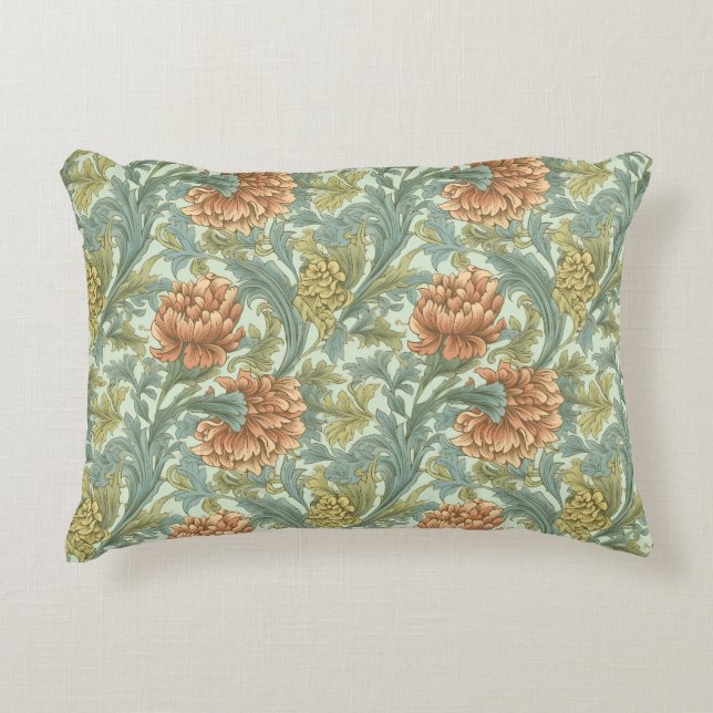 1950 blommigt - konstnärligt gammalt stil-slott prydnadskudde (Framsidan)