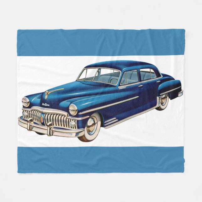 1950 blue DeSoto print Fleecefilt (Framsidan (Horisontell))
