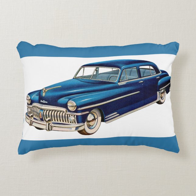 1950 blue DeSoto print Prydnadskudde (Framsidan)