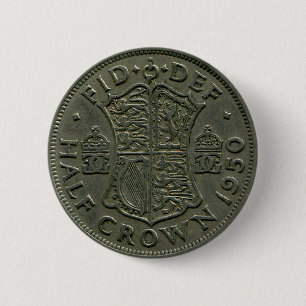 1950 brittiska två och en halv shilling knäppas knapp