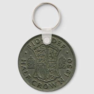 1950 brittiska två och en halv shillingkeychain nyckelring