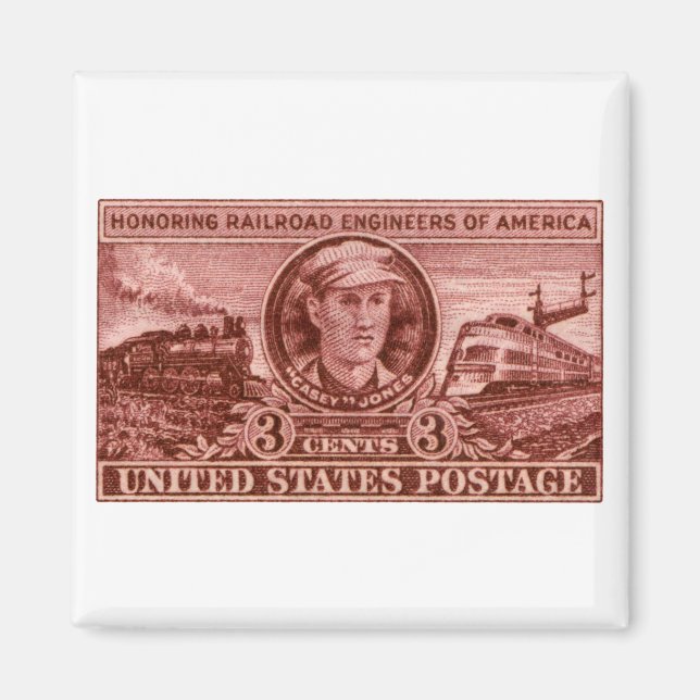 1950 Casey Jones Frimärke Magnet (Framsidan)