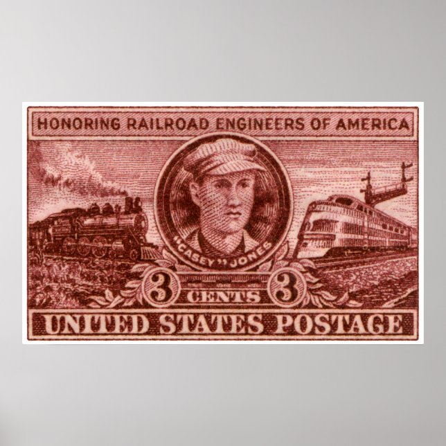 1950 Casey Jones Railroad Stamp Poster (Framsidan)