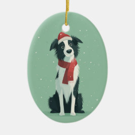 1950 Christmas Border Collie Julgransprydnad Keramik
