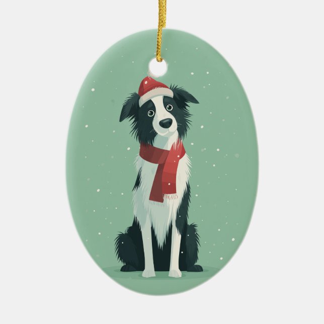 1950 Christmas Border Collie Julgransprydnad Keramik (Framsidan)