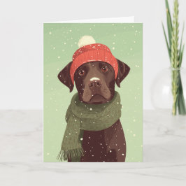 1950 Christmas Chocolate Lab Kort