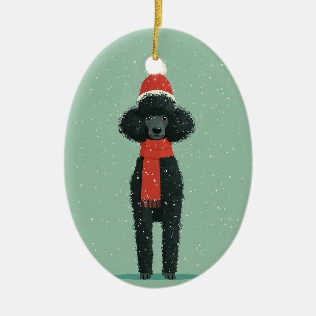 1950 Christmas Poodle Julgransprydnad Keramik (Framsidan)