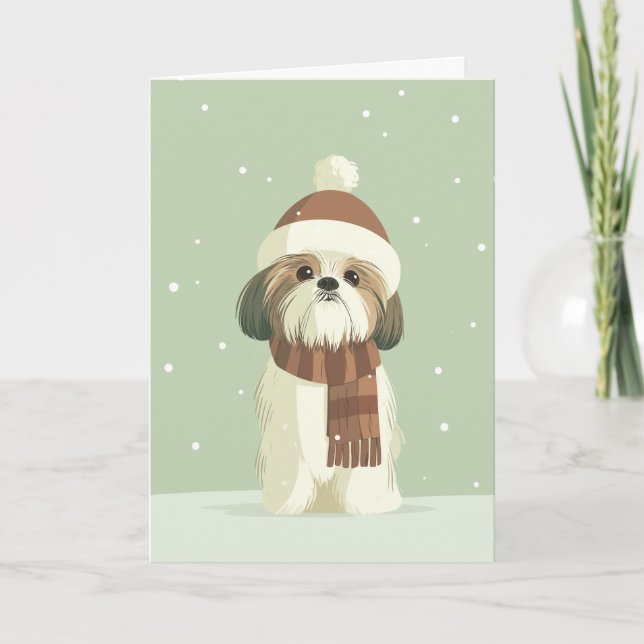 1950 Christmas Shih Tzu Kort (Framsida)