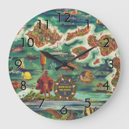 1950 Dole Karta of Hawaii Joseph Feher Mörk Stor Klocka