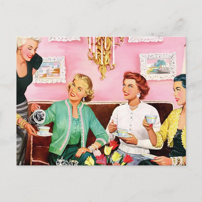 1950:e eftermiddagen Tea Vykort (Framsida)