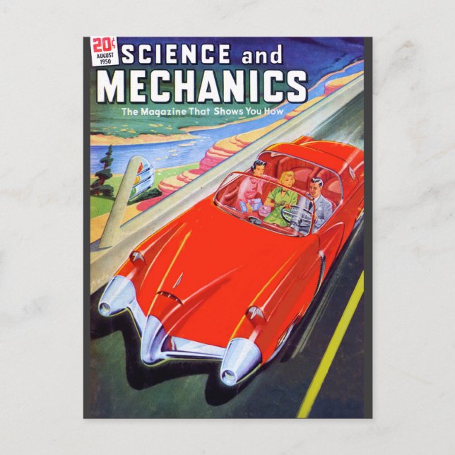 1950 Framtidens bil Vykort (Framsida)