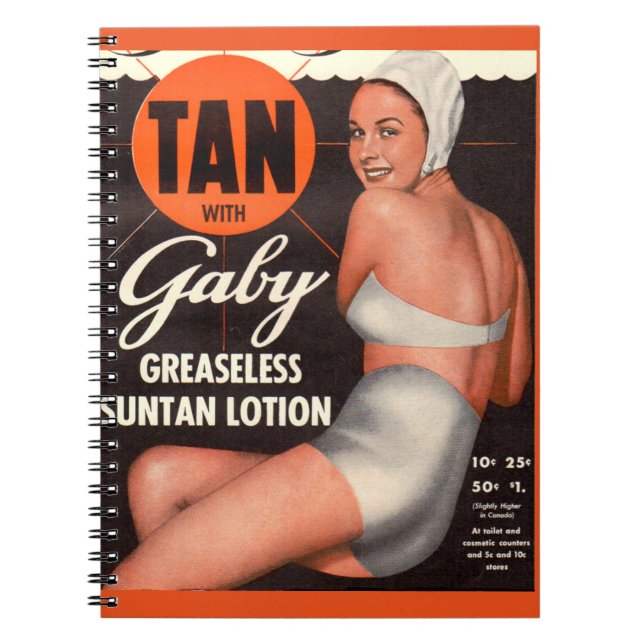 1950 Gaby Suntan Lotion ad Anteckningsbok (Framsidan)