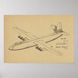 1950 Jet-flygplansutskrift för patent Art Teckning Poster