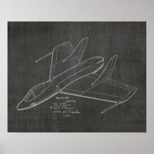 1950 Jet-flygplansutskrift för patent Art Teckning Poster
