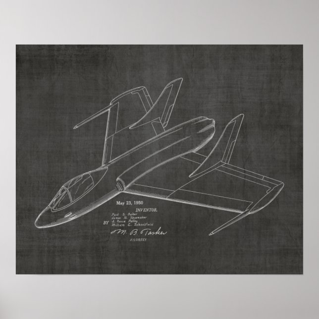 1950 Jet-flygplansutskrift för patent Art Teckning Poster (Framsidan)