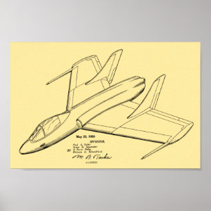 1950 Jet-flygplansutskrift för patent Art Teckning Poster