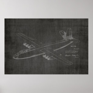 1950 Jet-flygplansutskrift för patent Art Teckning Poster