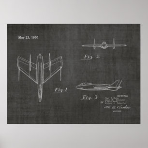 1950 Jet-flygplansutskrift för patent Art Teckning Poster