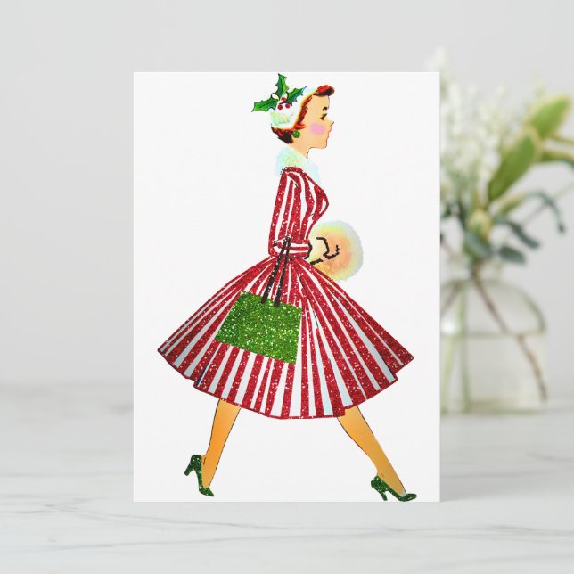 1950 Jul Vintage Dam Inbjudningar (Stående Fram)