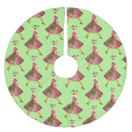 1950 Jul Vintage Dam Julgransmatta Borstad Polyester